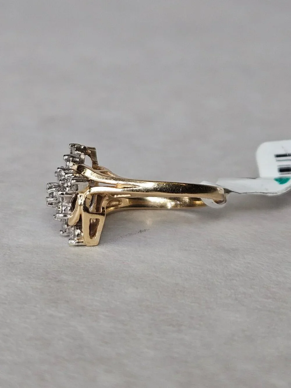 14K Yellow Gold Diamond Cocktail Bypass Flower Cluster Ring .30TCW Size 6.5